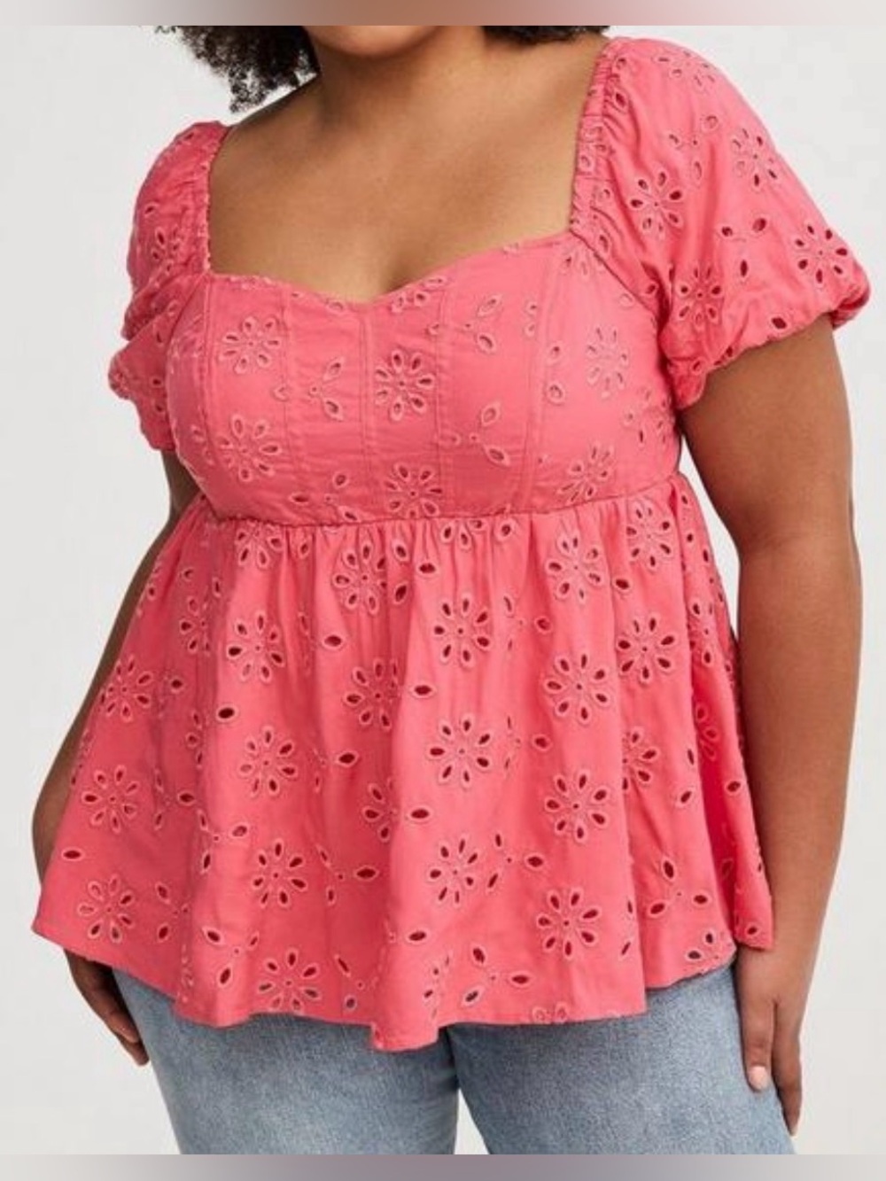 NWT Torrid babydoll eyelet challis blouse, Torrid size 0, 0X